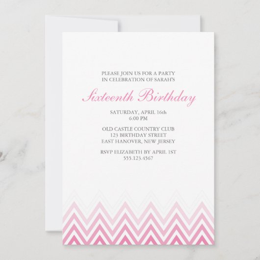 Pink Ombre Chevrons Birthday Kaart (Voorkant)