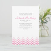 Pink Ombre Chevrons Birthday Kaart (Staand voorkant)