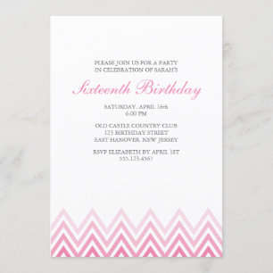 Pink Ombre Chevrons Birthday Kaart