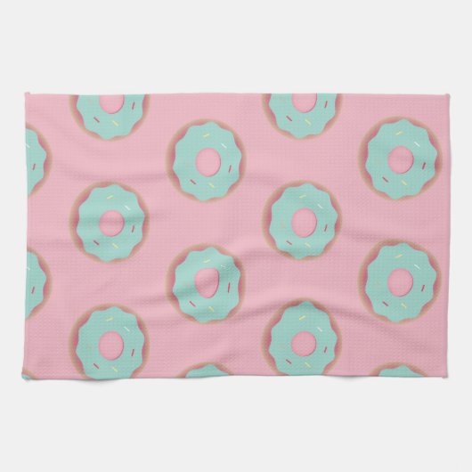 Pink Ombre Donuts Blauwgroen Donut Sprinkles Baker Theedoek (Horizontaal)