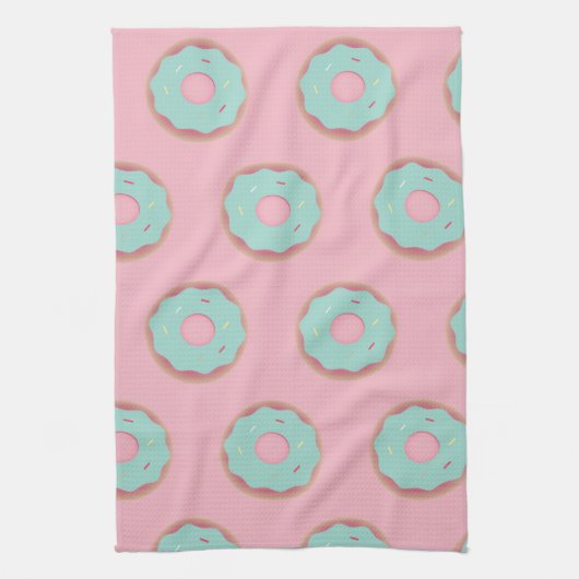 Pink Ombre Donuts Blauwgroen Donut Sprinkles Baker Theedoek (Verticaal)