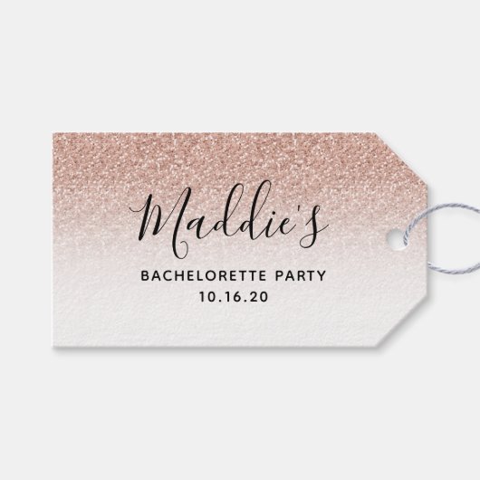 Pink Ombre Glitter Bachelorette Bride Name Favor Cadeaulabel (Voorkant (Horizontaal))