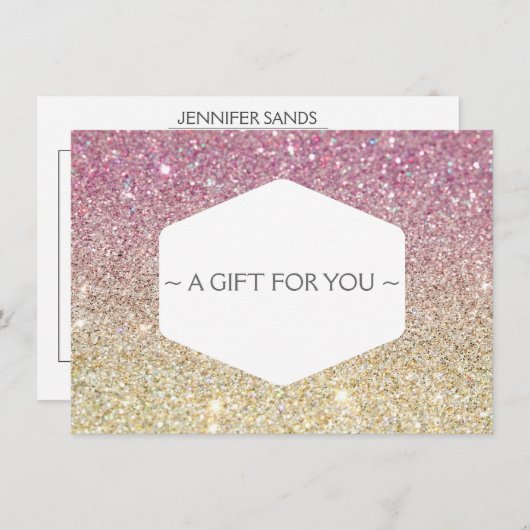 PINK OMBRE GLITTER Cadeaubon (Voorkant / Achterkant)
