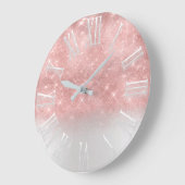 Pink Ombre Glitter effect White Spark Princess Grote Klok (Hoek)