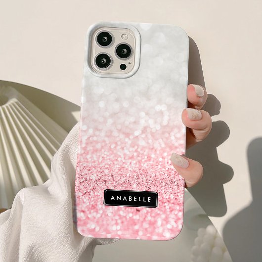 Pink Ombre Glitter en Bokeh Pattern Case-Mate iPhone Case