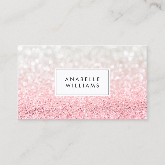 Pink Ombre Glitter en Bokeh Pattern Visitekaartje (Voorkant)