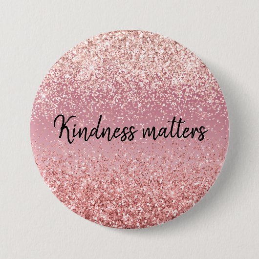 Pink Ombre Glitter gepersonaliseerde vriendelijkhe Ronde Button 7,6 Cm (Voorkant)