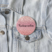 Pink Ombre Glitter gepersonaliseerde vriendelijkhe Ronde Button 7,6 Cm (In situ)