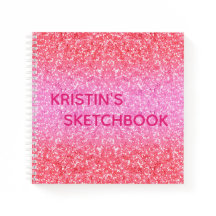 Pink Ombre Glitter Monogram Sketchbook