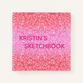 Pink Ombre Glitter Monogram Sketchbook Notitieboek
