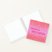 Pink Ombre Glitter Monogram Sketchbook Notitieboek (Binnen)