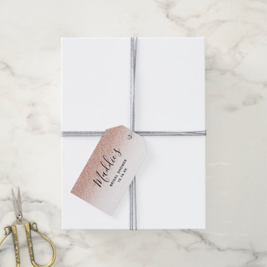 Pink Ombre Glitter Vrijgezellenfeest Bride Name Fa Cadeaulabel (Met Touw)