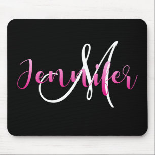 Pink Ombre Jennifer met  Monogram Muismat