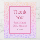 Pink Ombre Leopard Baby shower Hartelijk dank Wijn Etiket (Enkel label)