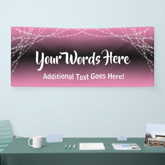 Pink Ombre Light Strings Voeg je eigen tekst toe Spandoek (Beurs)