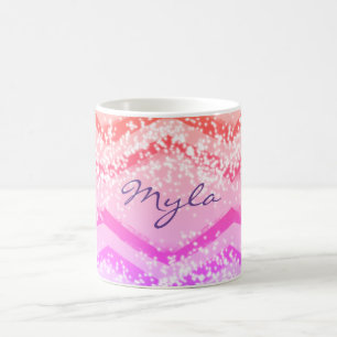 Pink Ombre Personalized Zig Zag Koffiemok