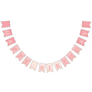 Pink Ombre Rustic Textured Happy Birthday Vlaggetjes