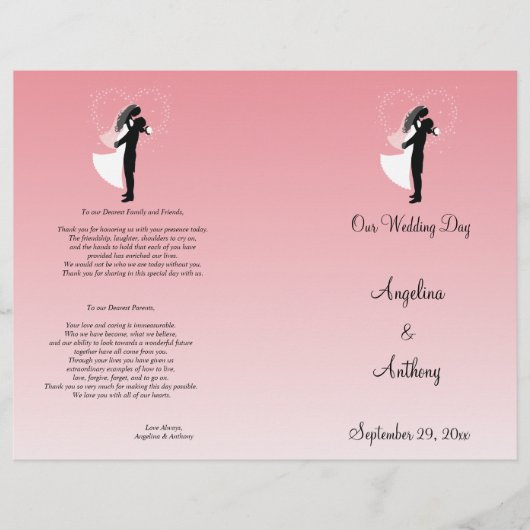Pink Ombre Silhouette Formal Wedding Programme (Voorkant)