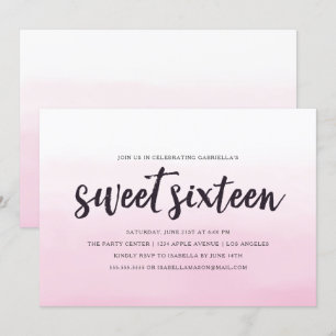 Pink Ombre Sweet Sixteen Party Invitation Kaart