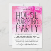 Pink Ombre Waterverf Housewarming Party Kaart (Voorkant)