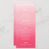 Pink Ombre Waterverf Wedding Menu (Voorkant / Achterkant)
