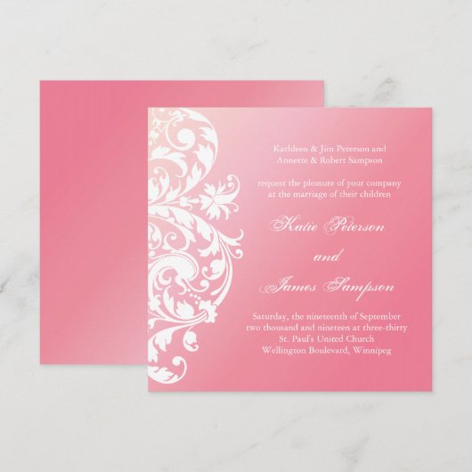 Pink Ombre Wedding Uitnodiging (Voorkant / Achterkant)