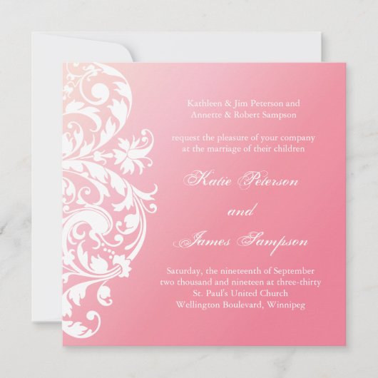 Pink Ombre Wedding Uitnodiging (Voorkant)