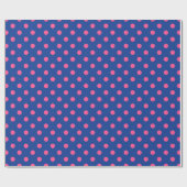 Pink On Blue Polka Dots Pattern Design Cadeaupapier (Vlak)