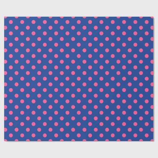 Pink On Blue Polka Dots Pattern Design Cadeaupapier (Vlak)