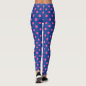 Pink On Blue Polka Dots Pattern Design Leggings (Achterkant)
