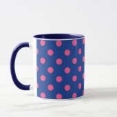 Pink On Blue Polka Dots Pattern Design Mok (Links)