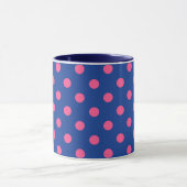 Pink On Blue Polka Dots Pattern Design Mok (Midden)