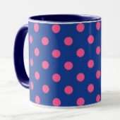 Pink On Blue Polka Dots Pattern Design Mok