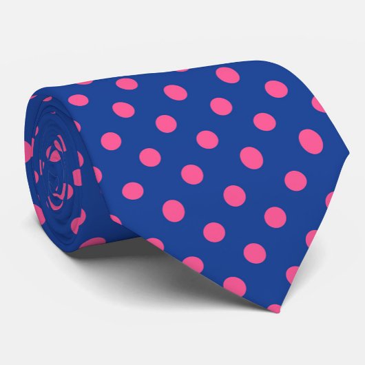 Pink On Blue Polka Dots Pattern Design Stropdas