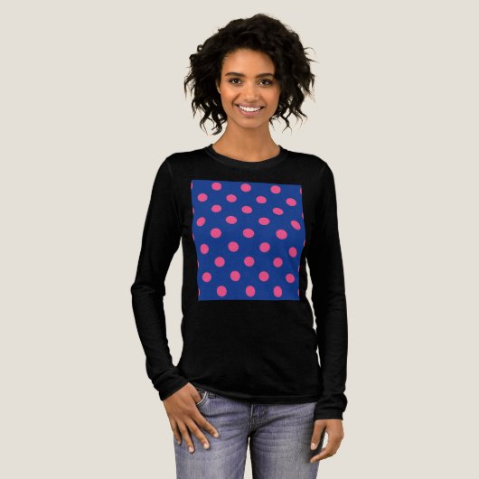 Pink On Blue Polka Dots Pattern Design Tri-Blend Shirt (Voorkant)