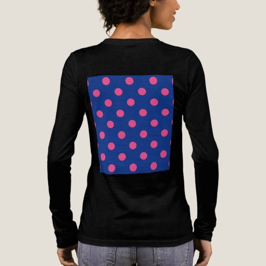 Pink On Blue Polka Dots Pattern Design Tri-Blend Shirt (Achterkant)