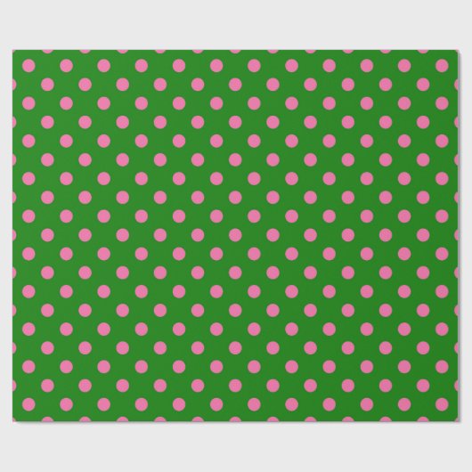 Pink On Green Polka Dots Pattern Design Cadeaupapier (Vlak)