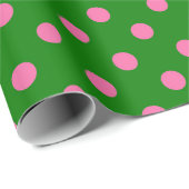 Pink On Green Polka Dots Pattern Design  Cadeaupapier (Rol Hoek)
