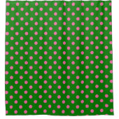 Pink On Green Polka Dots Pattern Design Douchegordijn (Voorkant)