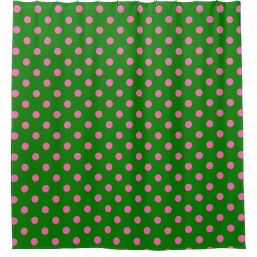 Pink On Green Polka Dots Pattern Design  Douchegordijn (Voorkant)