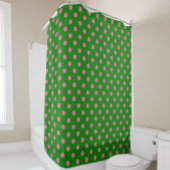 Pink On Green Polka Dots Pattern Design  Douchegordijn