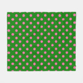 Pink On Green Polka Dots Pattern Design  Fleece Deken (Voorkant (Horizontaal))