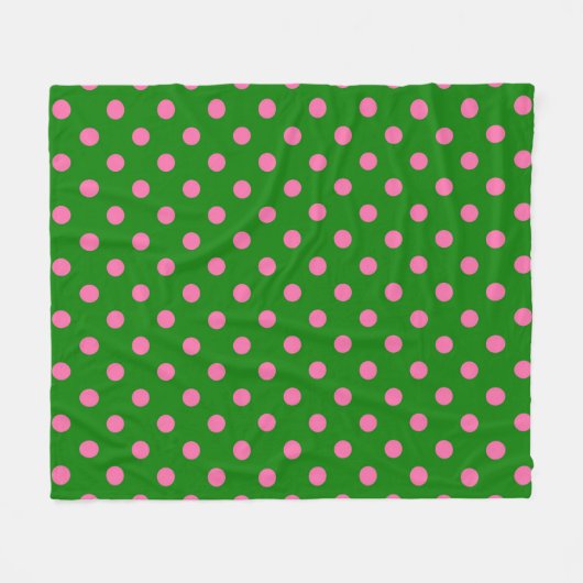 Pink On Green Polka Dots Pattern Design  Fleece Deken (Voorkant (Horizontaal))