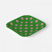 Pink On Green Polka Dots Pattern Design  Papieren Bordje (Gebogen)