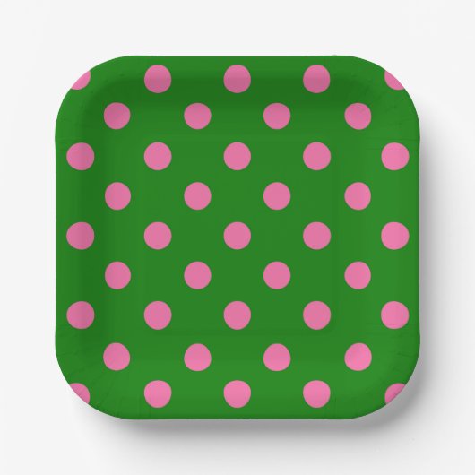 Pink On Green Polka Dots Pattern Design  Papieren Bordje (Voorkant)