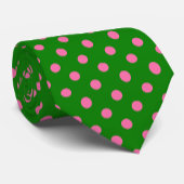 Pink On Green Polka Dots Pattern Design  Stropdas