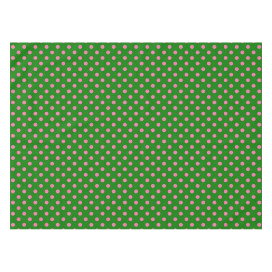Pink On Green Polka Dots Pattern Design  Tafelkleed (Voorkant (Horizontaal))