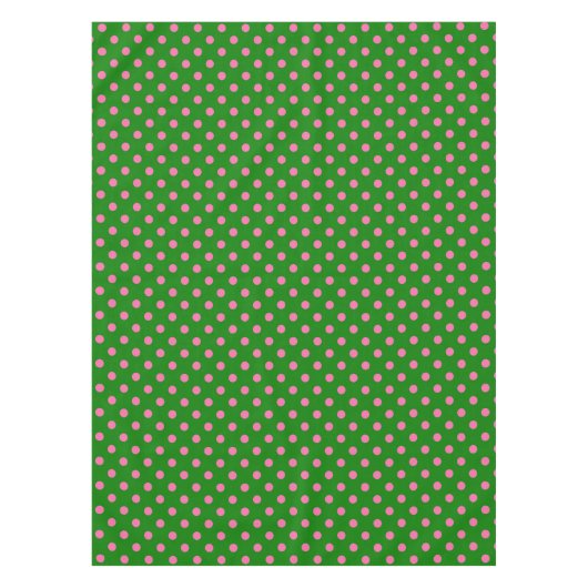 Pink On Green Polka Dots Pattern Design  Tafelkleed (Voorkant)