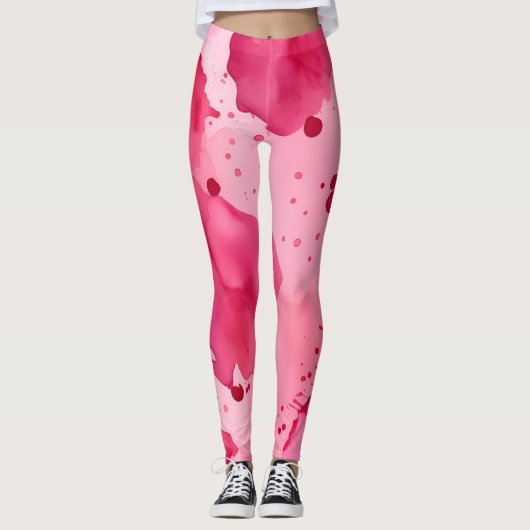 Pink on Pink Abstract Leggings (Voorkant)