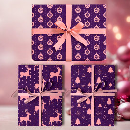 Pink on Purple Modern Holiday Inpakpapier Vel